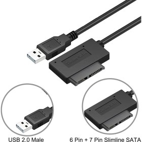 Resim Boblov USB 2.0 Sata 7+6pin Cable 13PIN Slim Sata For Laptop Cd/dvd Rom Optical Drive Slimline USB Kablosu 