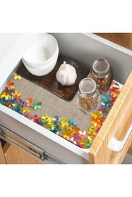 Resim 3D ELSE HALI Else Mavi Pembe Kelebekli Kaydırmaz Raf Dolap Çekmece Örtüsü Yıkanabilir Buzdolabı Içi Matı 