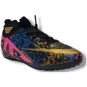 Resim Laliga 565-25 Çoraplı Halı Saha Krampon Siyah Altın Pembe 31-35 Siyah 