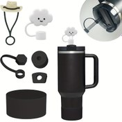 Resim 30oz 40oz Tumbler Kup için 6 adet Aksesuar Seti, 2 adet 10mm Pipet Kapağı, 3 adet Sızdırmazlık Kapağı ve 1 adet Silikon Koruyucu Bot ile Dekorasyon için 