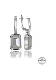 Resim Swarovski Crystal Taşlı Gümüş Beyaz Baget Sallantılı Kadın Küpe Diğer 