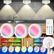 Resim 1/3 adet LED Gardırop Işığı, RGB Çok Renkli Ortam Işığı, Akıllı Işık, Gece Işığı, 12 Renk Değişim Modu, Uzaktan Kumanda ve Dokunmatik Kontrol ile, Pil ile Çalışır (Pil Dahil Değil), Mutfaklar, Gardırop, Yatak Odaları, Merdivenler, Led Spot Işık, Banyo Spot Işık, Led Buz Işık, Oda Lambası 