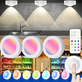 Resim 1/3 adet LED Gardırop Işığı, RGB Çok Renkli Ortam Işığı, Akıllı Işık, Gece Işığı, 12 Renk Değişim Modu, Uzaktan Kumanda ve Dokunmatik Kontrol ile, Pil ile Çalışır (Pil Dahil Değil), Mutfaklar, Gardırop, Yatak Odaları, Merdivenler, Led Spot Işık, Banyo Spot Işık, Led Buz Işık, Oda Lambası 
