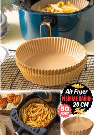 Resim Gaggani 50'li Yapışmaz Hava Fritöz Gömlekleri Pişirme & Kavurma & Yağ Çekici Airfrey Yuvarlak Pişirme Kağıdı 