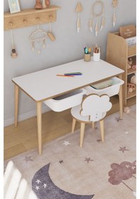 Resim Çocuk Oyun Aktivite Masası 1 Sandalyeli Çekmeceli Çocuk Masası - Bulut Çok Renkli 