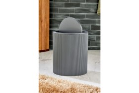 Resim Line Çizgili Yuvarlak Kapaklı Klik Çöp Kovası Banyo Mutfak 