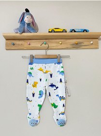 Resim MELOMARKETING Unisex Bebek Pamuklu Dinazor Desenli Patikli Pantolon 