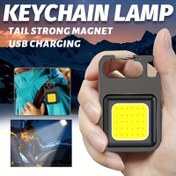 Resim 1 Adet Cep Boyutu Stil Anahtarlık Lambası, Okuma ve Çalışma için Şarj Edilebilir USB ve Ayarlanabilir Açı Mini El Feneri, Kancalı ve Mıknatıslı Süper Parlak Acil Durum Küçük Fener 