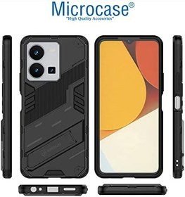 Resim Microcase Vivo Y22S /Vivo Y22 4G /Vivo Y35 Matrix Serisi Armor Standlı Perfect Koruma Kılıf - Siyah AL3416 