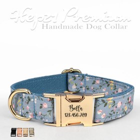 Resim Dog Collar Named Floral Patterned Collar 703954 - Blue Collar / XS 