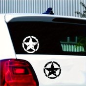 Resim Patriotic Star of Texas Vinil Decal - Kendinden yapışkanlı, Parlak Bitiş, Tek Kullanımlık, Motosikletler ve Arabalar için İdeal, Beyaz Siyah Çizgi ve Kırmızı Detaylarla, Motosiklet Decal | Yıldız Motif Decal | Dayanıklı 