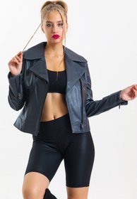 Resim wolfling Hakiki Kadın GRİ Spor Deri Mont 