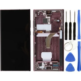 Resim Te Samsung Uyumlu S22 Ultra 5g S908e Uyumlu Çıtalı A Kalite Lcd Ekran Kırmızı+tamir Seti 