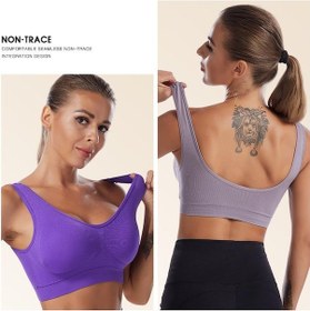 Resim Açık Mor Darbeye Dayanıklı Çalışan Spor İç Çamaşırı Kadın Güzel Geri Büyük Boy Spor Sütyeni Hiçbir Çelik Halka Sütyen Yoga Spor Sütyeni Açık Mor 
