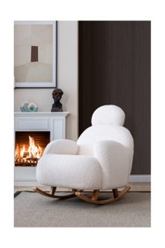 Resim Luxehome Cozy Sallanan Bejer + puf 