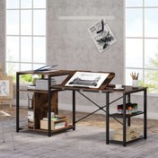 Resim Zizuva Tasarım 180x60x90 CM Raflı Ceviz Çizim Masası 