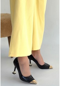 Resim Artem Siyah Rugan Topuklu Ayakkabı Çok Renkli 