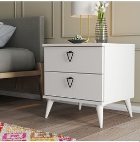 Resim 3634 VERSA-CE 2 ÇEKMECELİ AYAKLI KOMODİN BEYAZ 