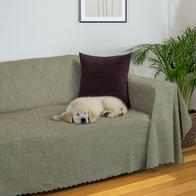 Resim Premium Koltuk Örtüsü 175x350 XLARGE Gramajlı Jakarlı Şönil Kum Beji | Kanepe Örtüsü | Kaymaz - Kum Beji 