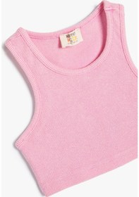 Resim Koton Crop Atlet Kolsuz Yuvarlak Yaka Ribanalı Pamuklu Pembe 4skg30080ak Pembe 