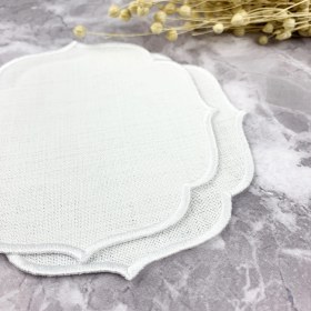 Resim Weare2 Beyaz Renkli Nakışlı Keten Efektli 2'li Kokteyl Peçetesi 