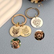 Resim Kişiselleştirilmiş kedi ve köpek fotoğraflarıyla özelleştirilmiş evcil hayvan anahtarlık kolye, dairesel, paslanmaz çelik asma süsü, evcil hayvan tutkunları için, evcil hayvan anı hediyesi, köpek anneleri için hediyeler, yıldönümü hediyeleri, evcil hayvan anısı 