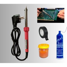 Resim Bt 4'lü Lehim Makinesı Seti 40w Havya Tutucu Havya Kalemi Tel Lehim Pastası Elektrik Bandı 