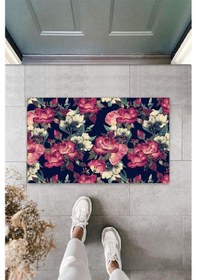 Resim Dijital Baskı Gül Kurusu Büyük Çiçek Kapı Paspası 