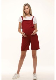 Resim Luvmabelly Myra6207 - Bordo Hamile Şort Salopet-bordo 