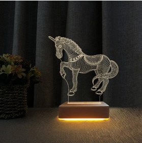 Resim Vipyol 3d Led Gece Lambası Dekoratif Masa Lambası Unicorn At Tasarım Gece Lambası 