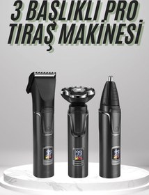 Resim Dijital Göstergeli 3 Başlıklı Tıraş Makinesi Islak Kuru Lazer Öncesi Günlük 
