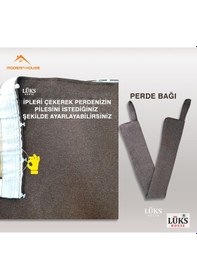 Resim Lüks Koyu Kahverengi Blackout Keten Karartma Pilesiz Fon Perde - Kahverengi 