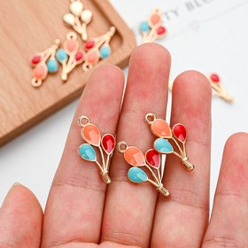 Resim 10 Adet Çok Renkli Emaye Balon Büyüleri, DIY Takı Yapımı için Alaşımlı Metal Pandantif, El Yapımı Kolye ve Küpe El Sanatları Aksesuarları 