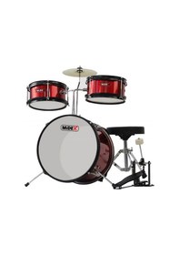 Resim Midex Cd 300 X-Rd Akustik Çocuk Baterisi Davulu Seti & 5 -14 Yaş İçin Full Set Kırmızı 