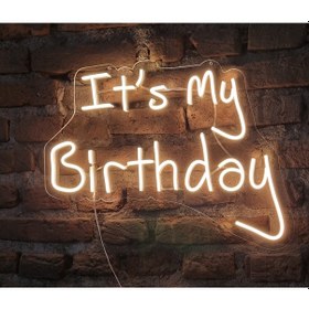 Resim İt's My Birthday Yazılı Neon Led Duvar Aydınlatması 