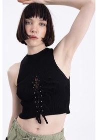 Resim Fashion Cocktail Önden Ip Korse Dekolte Kolsuz Fitilli Süper Esnek Gümüş Boncuklu Bluz Crop Büstiyer Siyah Siyah 