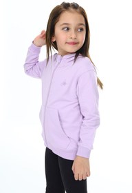 Resim Toontoy Kız Çocuk Kapüşonlu Fermuarlı Cepli Düşük Omuz Nakış Baskılı Örme Hırka - 2 İplik 