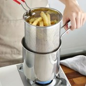 Resim 1 Adet Paslanmaz Çelik Tava 1.2L/4 Bardak - 410 Kalite Düşük Yağlı Patates Kızartma, Balık, Tavuk İçin Çok Amaçlı - İndüksiyon ve Gaz Ocağı Uyumlu - Ev, Karavan, Kamp Temel Ekipmanı, Yapışmaz Tava, Yağ Tasarruflu Mutfak Gereci 