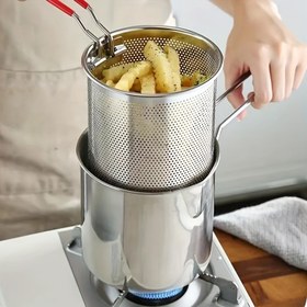 Resim 1 Adet Paslanmaz Çelik Tava 1.2L/4 Bardak - 410 Kalite Düşük Yağlı Patates Kızartma, Balık, Tavuk İçin Çok Amaçlı - İndüksiyon ve Gaz Ocağı Uyumlu - Ev, Karavan, Kamp Temel Ekipmanı, Yapışmaz Tava, Yağ Tasarruflu Mutfak Gereci 