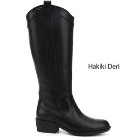 Resim Gönderi(R) Kadın Siyah Fermuarlı Kalın Topuklu Hakiki Deri Kovboy Çizme Dkzc61347538 Siyah 