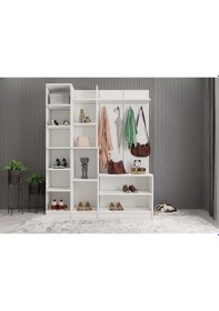 Resim Çizgi Portmanto Vestiyer Ayakkabılık Beyaz 140 cm -Ücretsiz Kurul 