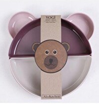 Resim Mithra Life 4 Bölmeli Çıkarılabilir Ayıcık Desenli 7 Parça Mama Yemek Tabağı ve Çatal Kaşık Seti BPA Free 