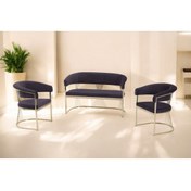 Resim Rozexi Rio Çay Seti Takımı Koltuk Takımı Oturma Odası Kafe Antre Hol Ofis 2+1+1 Gold Metal 