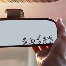 Resim [Şık Tarz] Şık Bant Performansı Çıkartması Araba Arka Görüş Aynası İçin - PVC Çıkartması Müzikçi ve Enstrüman İllüstrasyonu - Pencereler, Cam ve Motosikletler İçin Mükemmel, Motosiklet Çıkartması|Şık Tasarım|PVC Malzeme 