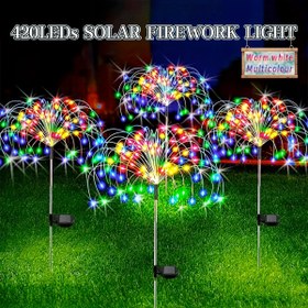 Resim 420LED Güneş Bahçe Işıkları Güneş Havai Fişek Işıkları, Akıllı Işık Akıllı Sensör Anahtarı 8 Modlu Aydınlatma Güneş Işıklar Dış Mekan Su Geçirmez Bahçe Veranda Yürüyüş Yolu Parti Düğün Dekoratif 360/200/60LED 