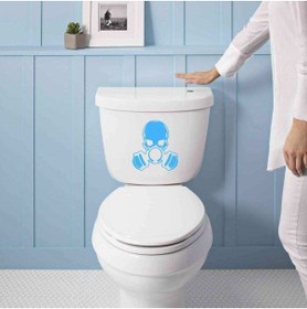 Resim cnpromosyon Gaz Maskesi Silüeti Dekoratif Wc Klozet Sticker, Çıkartma, Etiket Mavi 