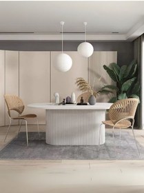 Resim Luna Oval Beyaz Ahşap Bohem Masa 80x150 Beyaz 