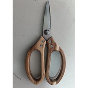 Resim Premium Paslanmaz Çelik Mutfak Makası - Akasya Ahşap Konforlu Saplı, 3.0 mm Kalınlıkta, Dayanıklı ve Ergonomik Tasarım ile Et, Kümes Hayvanları ve Gıda Hazırlığı İçin 