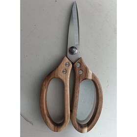 Resim Premium Paslanmaz Çelik Mutfak Makası - Akasya Ahşap Konforlu Saplı, 3.0 mm Kalınlıkta, Dayanıklı ve Ergonomik Tasarım ile Et, Kümes Hayvanları ve Gıda Hazırlığı İçin 
