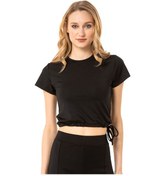 Resim Vishenka Kadın Yandan Bağlamalı Crop Bluz Siyah 